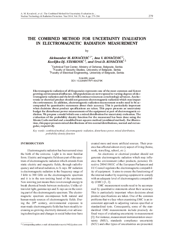 (PDF) The combined method for uncertainty evaluation in electromagnetic ...