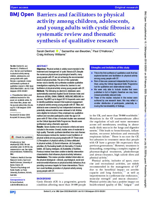 (PDF) Barriers and facilitators to physical activity among children ...