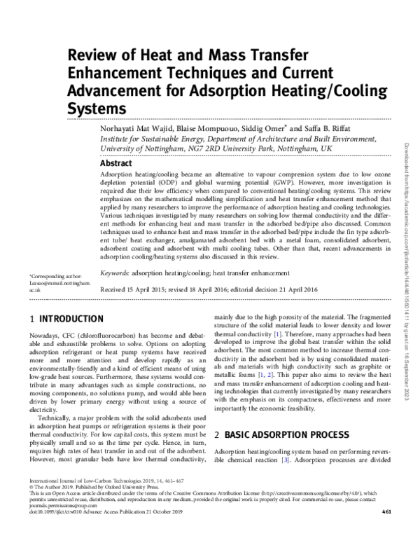 (PDF) Review of Heat and Mass Transfer Enhancement Techniques and ...