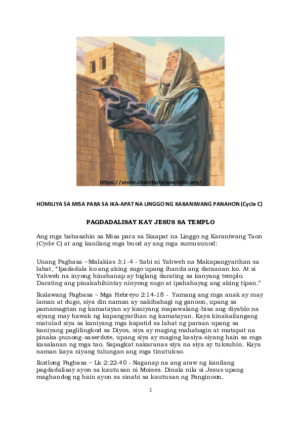 (PDF) HOMILIYA SA MISA PARA SA IKA-APAT NA LINGGO NG KP (Cycle C)