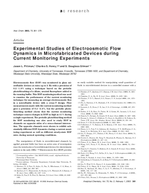 (PDF) Experimental Studies of Electroosmotic Flow Dynamics during ...