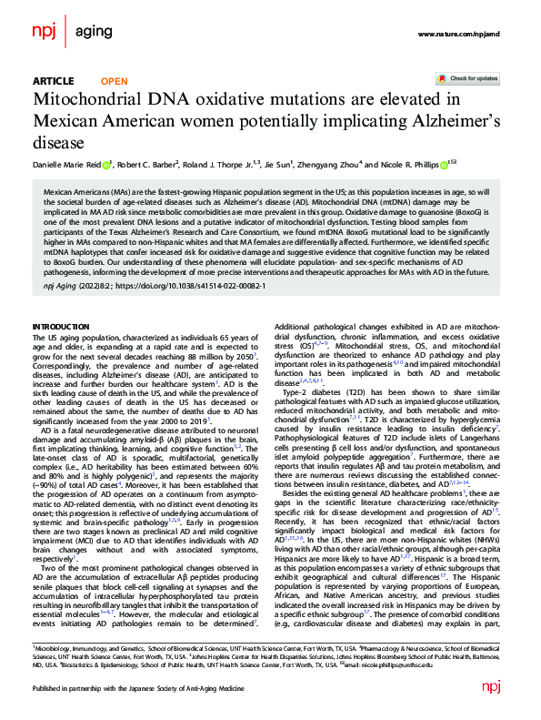 (PDF) Mitochondrial DNA oxidative mutations are elevated in Mexican ...