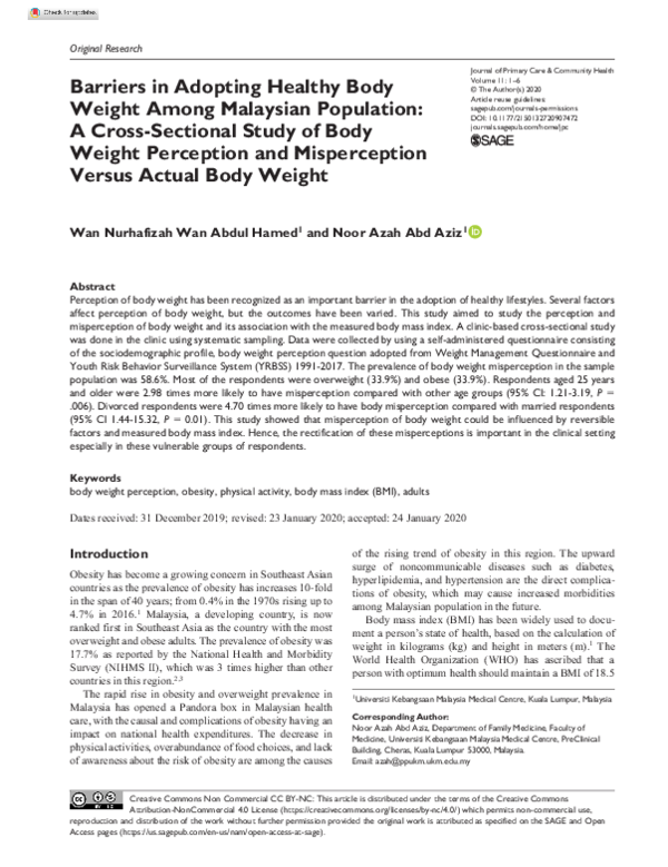 (PDF) Barriers in Adopting Healthy Body Weight Among Malaysian ...