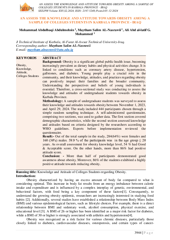 (PDF) 3944 | P a g e AN ASSESS THE KNOWLEDGE AND ATTITUDE TOWARDS ...