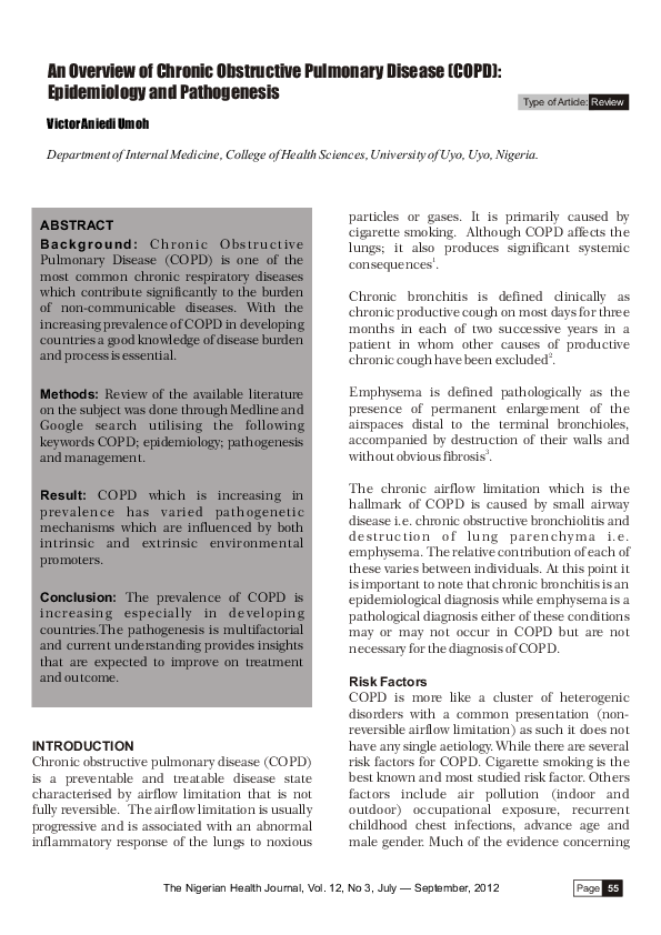 (PDF) An Overview of Chronic Obstructive Pulmonary Disease (COPD ...