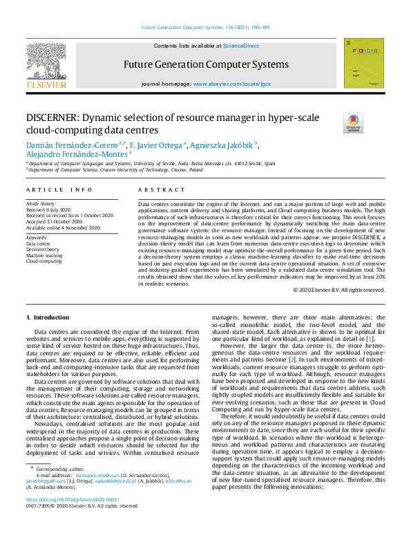 (PDF) DISCERNER: Dynamic selection of resource manager in hyper-scale ...