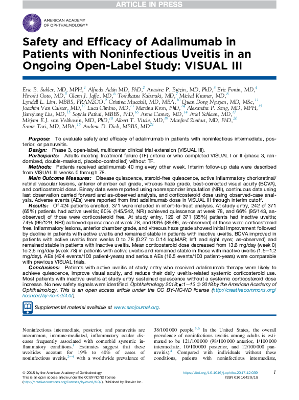 (PDF) Safety and efficacy of adalimumab in patients with moderate to ...