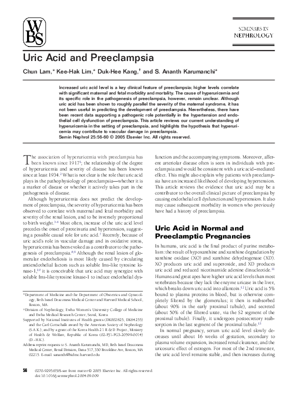 (PDF) Uric acid and preeclampsia