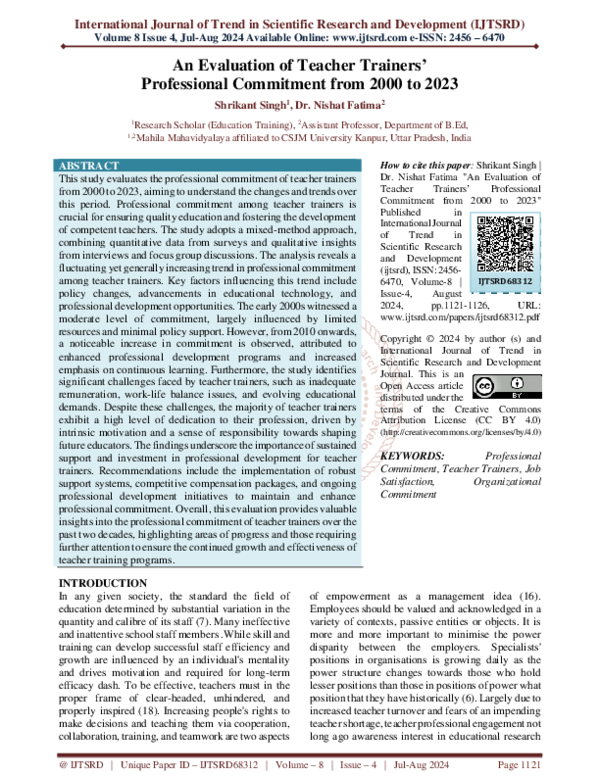 (PDF) An Evaluation of Teacher Trainers' Professional Commitment from ...