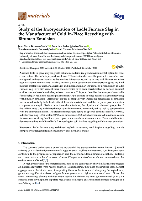 (PDF) Study of the Incorporation of Ladle Furnace Slag in the ...