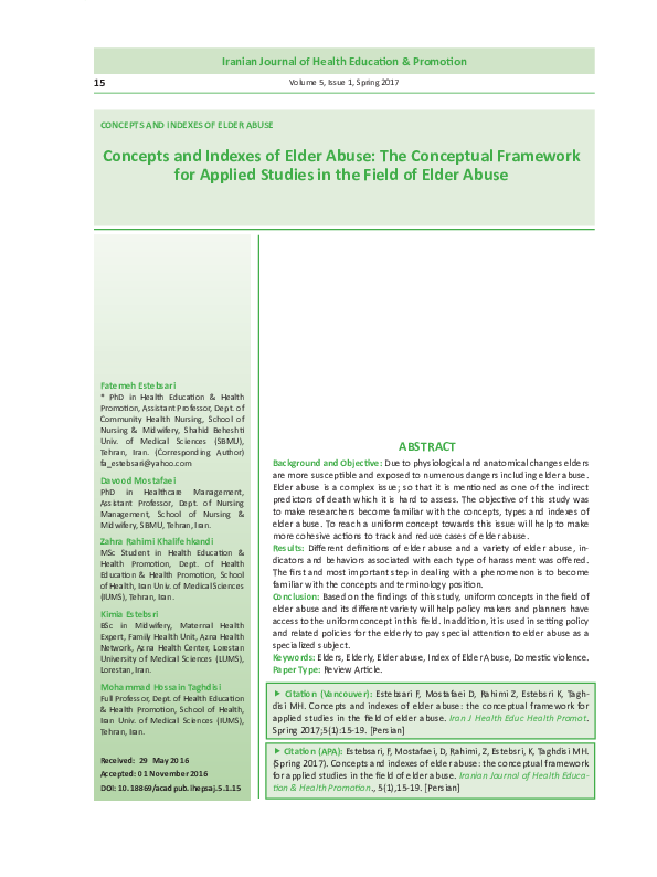 (PDF) Concepts and Indexes of Elder Abuse: The Conceptual Framework for ...