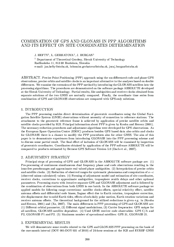 (PDF) Combination of GPS and GLONASS IN PPP algorithms and its effect ...