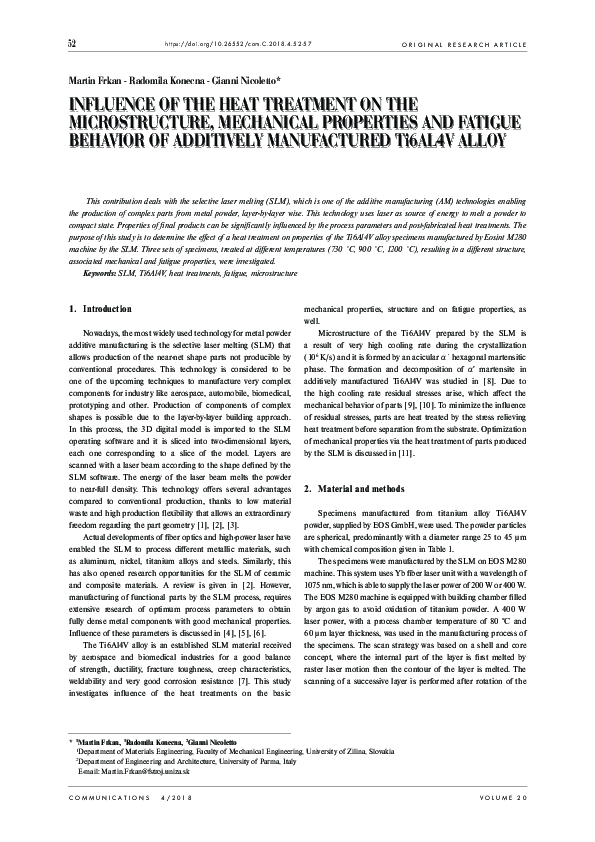 (PDF) Influence of the Heat Treatment on the Microstructure, Mechanical ...