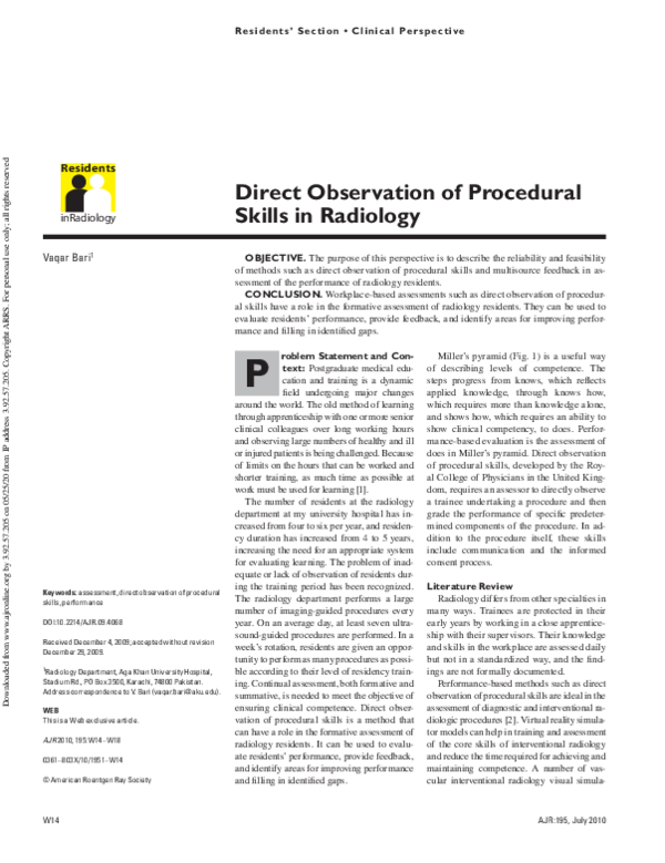 (PDF) Direct Observation of Procedural Skills in Radiology