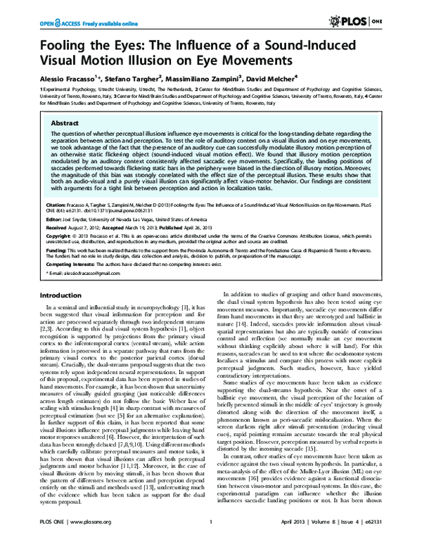(PDF) Fooling the Eyes: The Influence of a Sound-Induced Visual Motion ...