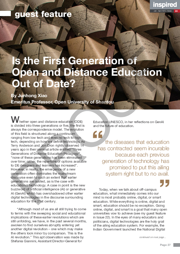 (PDF) Is the First Generation of Open and Distance Education Out of Date