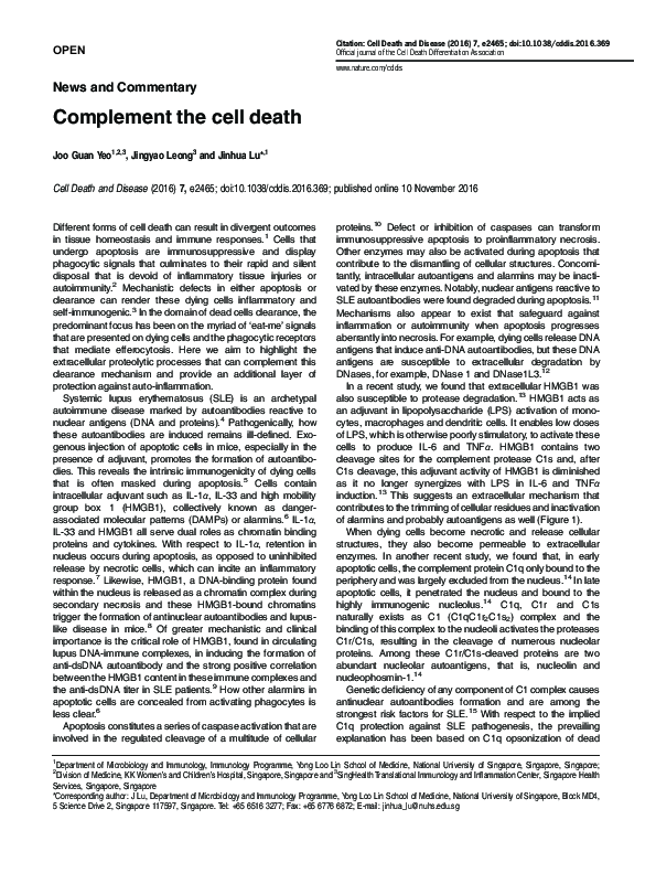 (PDF) Complement the cell death