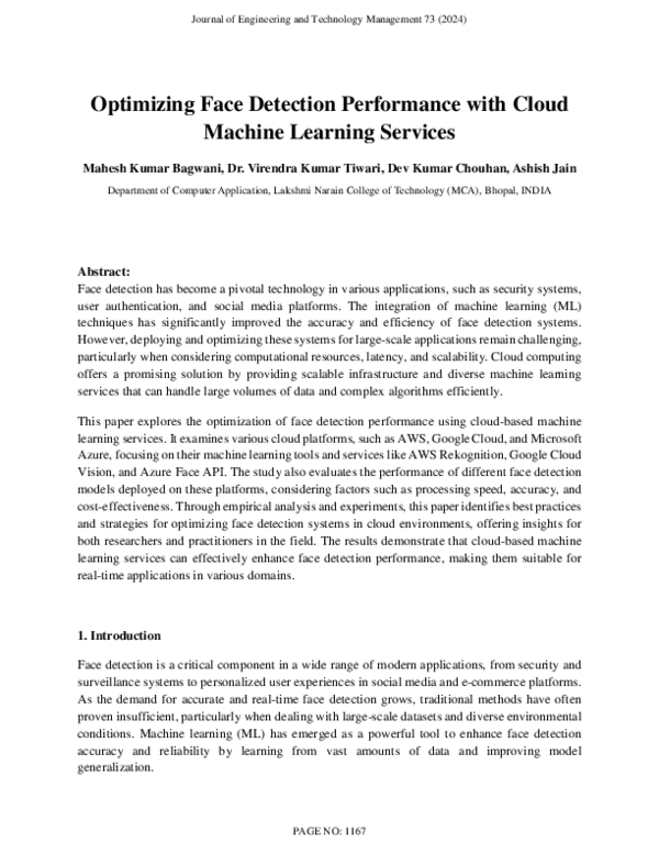 (PDF) Optimizing Face Detection Performance with Cloud Machine Learning ...