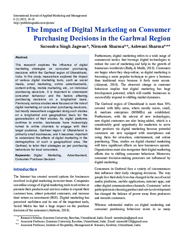 (PDF) The Impact of Digital Marketing on Consumer Purchasing Decisions ...