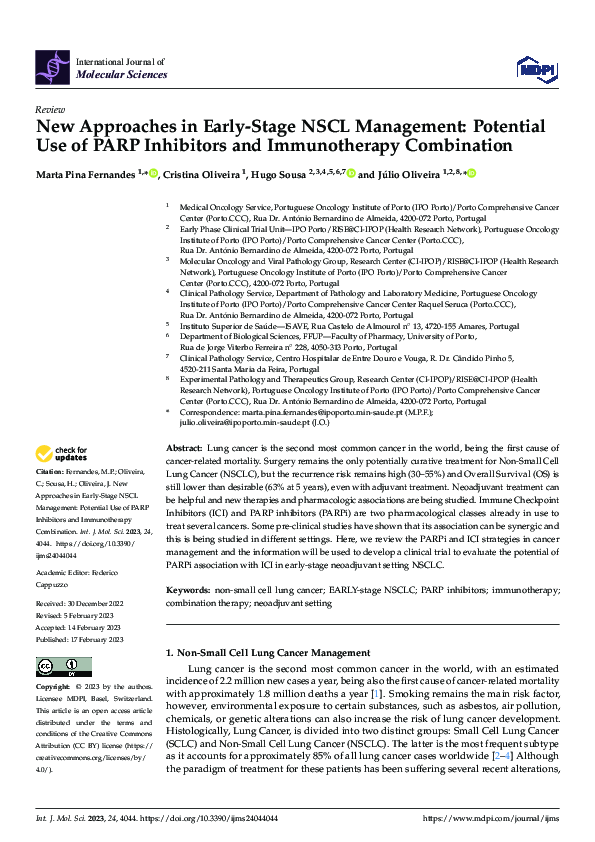 (PDF) New Approaches in Early-Stage NSCL Management: Potential Use of ...