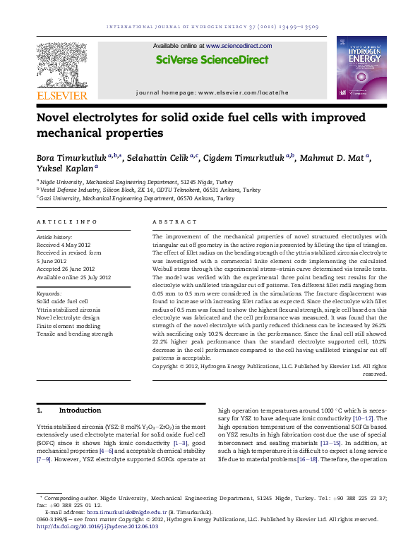 (PDF) Novel electrolytes for solid oxide fuel cells with improved ...