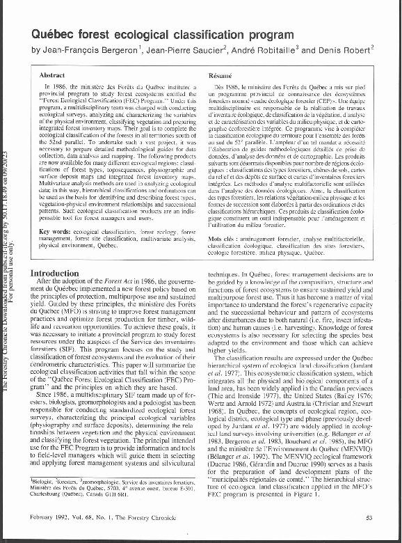 (PDF) Québec forest ecological classification program