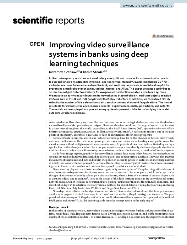 (PDF) Improving video surveillance systems in banks using deep learning ...