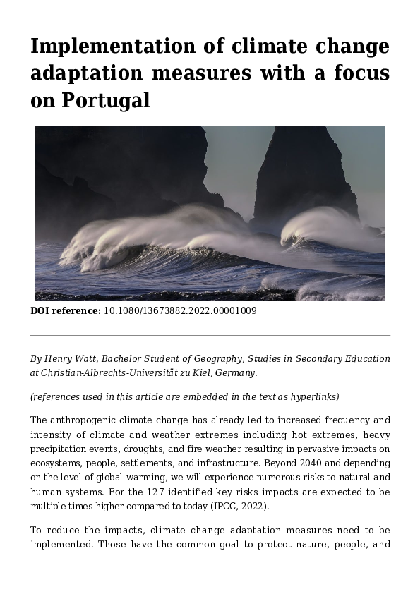 (PDF) Implementation of climate change adaptation measures with a focus ...