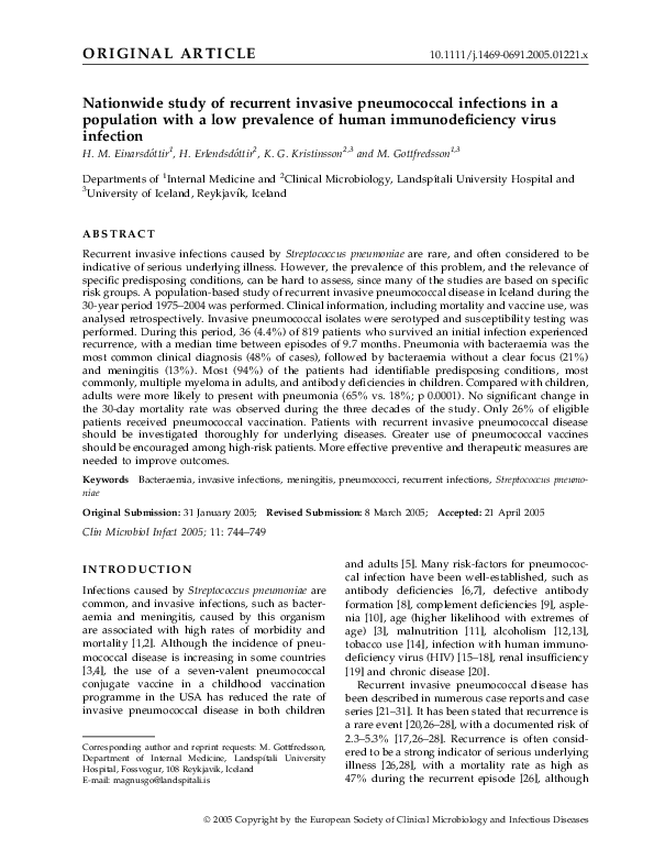 (PDF) Nationwide study of recurrent invasive pneumococcal infections in ...