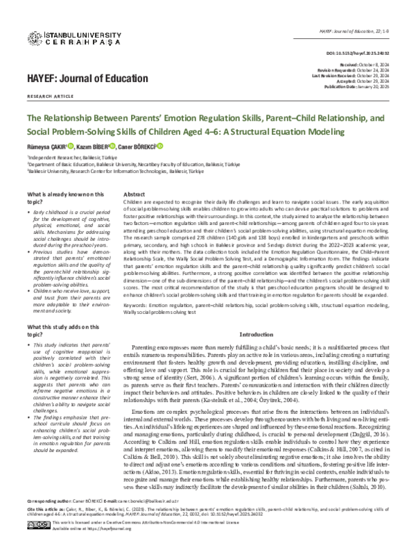 (PDF) The Relationship Between Parents' Emotion Regulation Skills ...