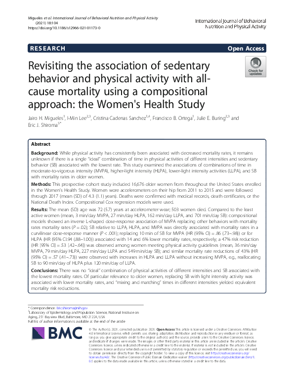(PDF) Revisiting the association of sedentary behavior and physical ...