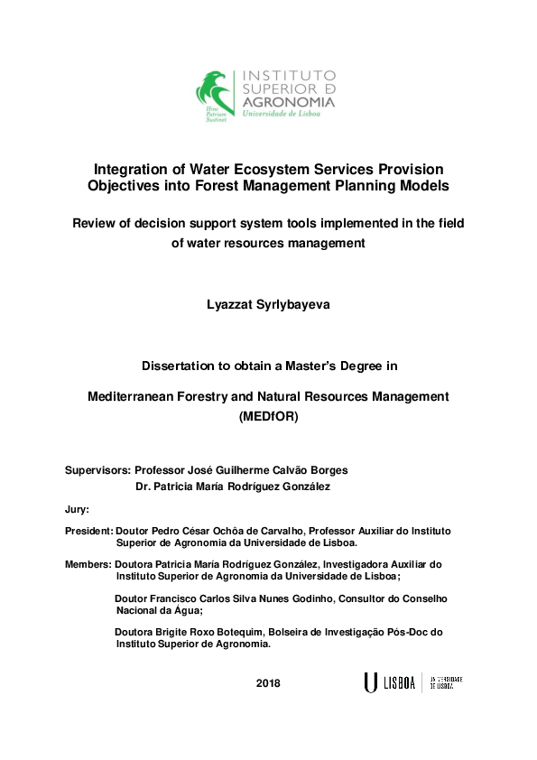 (PDF) Integration of water ecosystem services provision objectives into ...