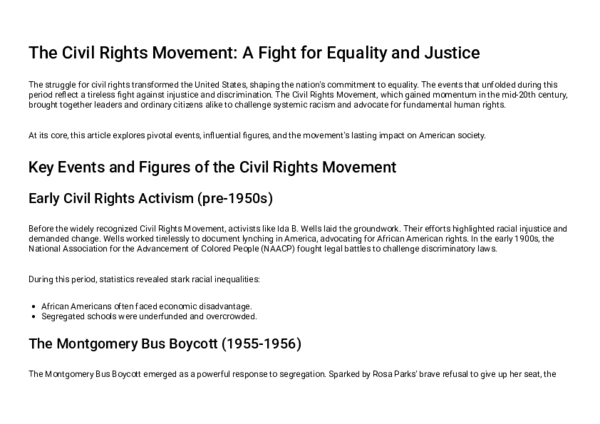 (PDF) The Civil Rights Movement: A Fight for Equality and Justice