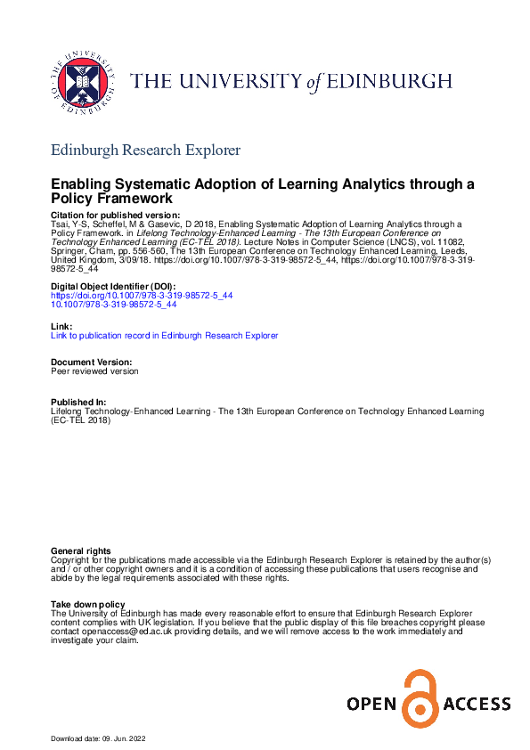 (PDF) Enabling Systematic Adoption of Learning Analytics through a ...