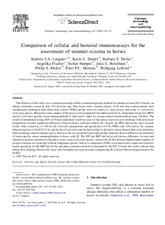 (PDF) Comparison of cellular and humoral immunoassays for the ...