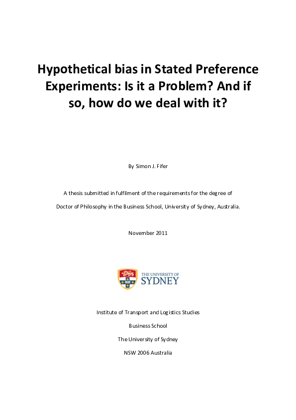 (PDF) Hypothetical bias in stated preference experiments: is it a ...