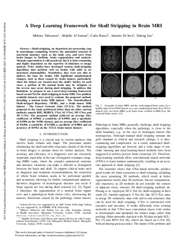 (PDF) A Deep Learning Framework for Skull Stripping in Brain MRI