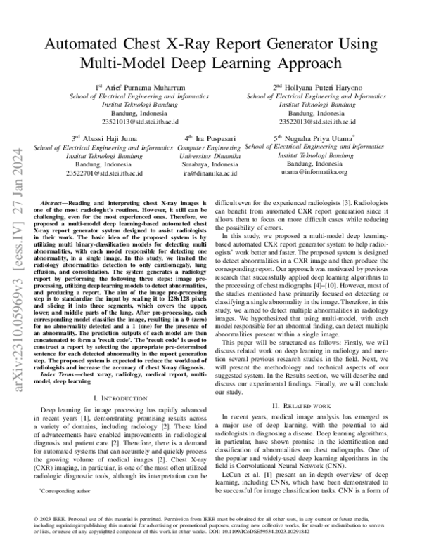 (PDF) Automated Chest X-Ray Report Generator Using Multi-Model Deep ...