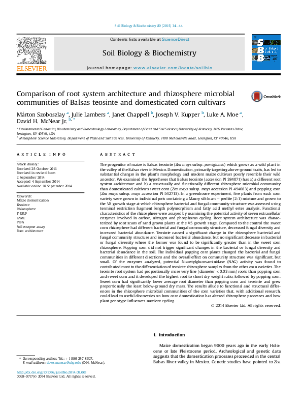 (PDF) Comparison of root system architecture and rhizosphere microbial ...
