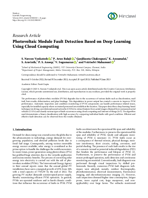 (PDF) Photovoltaic Module Fault Detection Based on Deep Learning Using ...