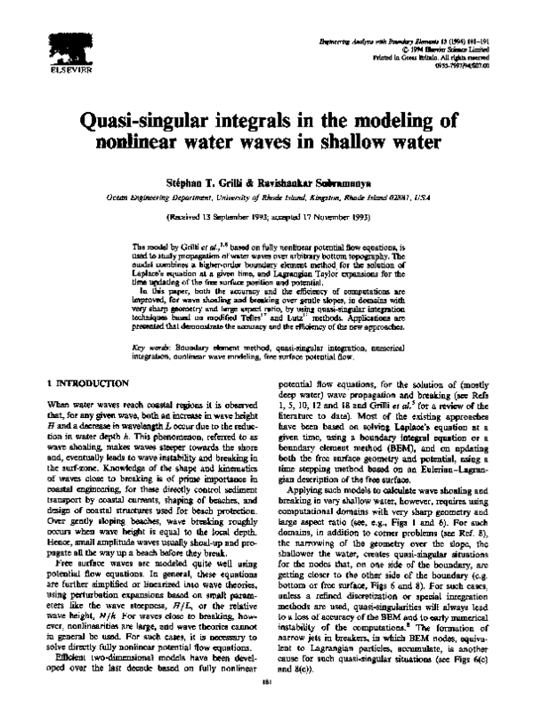 (PDF) Quasi-singular integrals in the modeling of nonlinear water waves ...