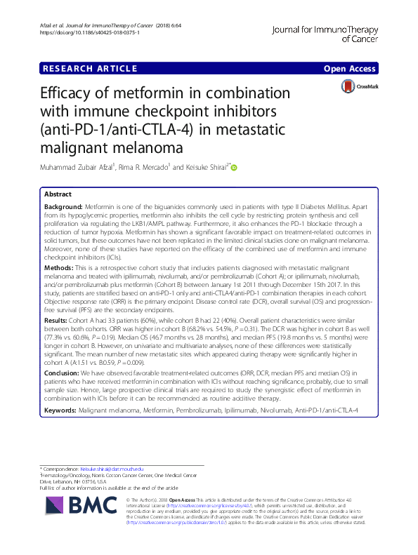 (PDF) Efficacy of metformin in combination with immune checkpoint ...