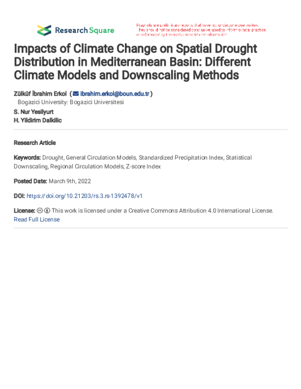 (PDF) Impacts of Climate Change on Spatial Drought Distribution in ...