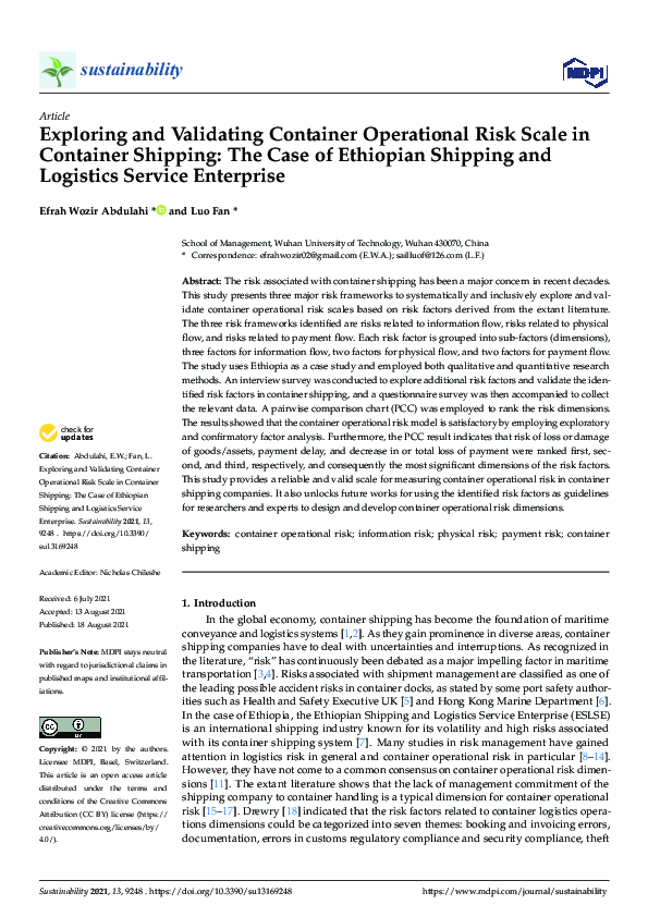 (PDF) Exploring and Validating Container Operational Risk Scale in ...