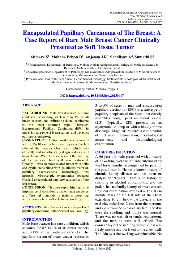 (PDF) Encapsulated Papillary Carcinoma of The Breast: A Case Report of ...