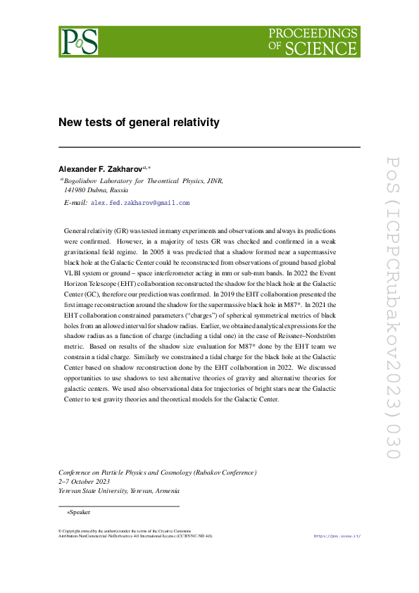 (PDF) New tests of general relativity