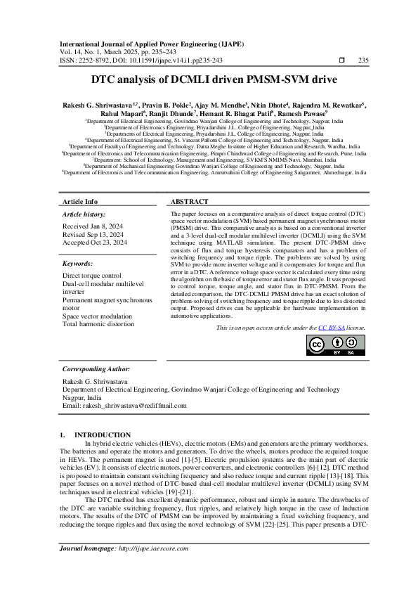 (PDF) DTC analysis of DCMLI driven PMSM-SVM drive
