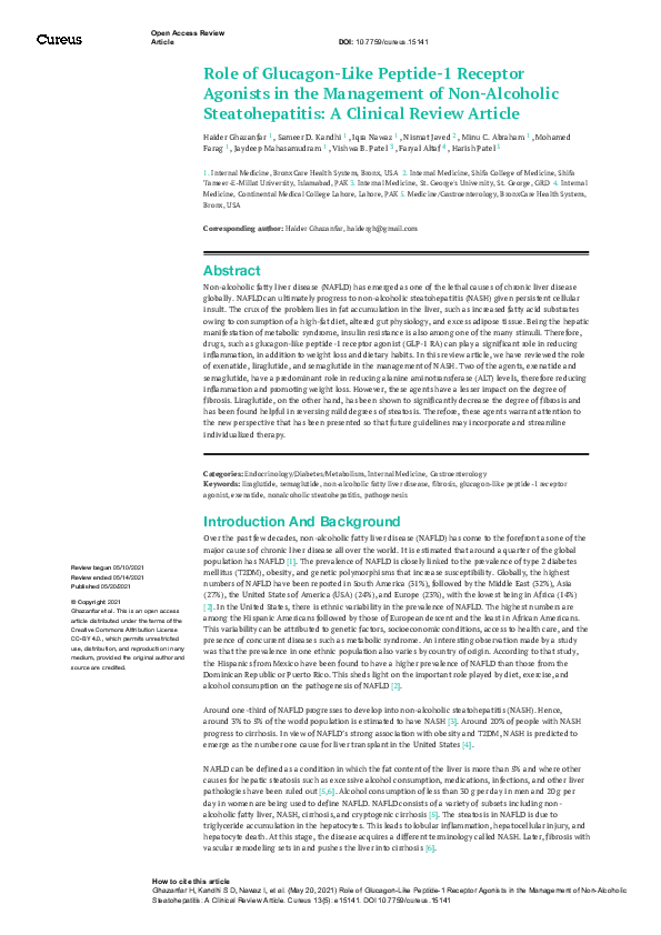 (PDF) Role of Glucagon-Like Peptide-1 Receptor Agonists in the ...