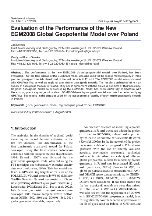 (PDF) Evaluation of the Performance of the New EGM2008 Global ...