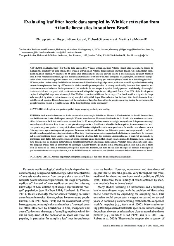 (PDF) Evaluating leaf litter beetle data sampled by Winkler extraction ...